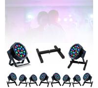 Pack de 10 Projecteurs PARTY-PAR181 18x1W RGB DMX + 10 pieds support IBIZA SL1 - Soirée - Mariage - Bar Club - DJ Mobile