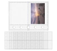 Pack de 10 protège-feuilles - inserts pour dossiers 7,6x10,5cm | Inserts de dossier M5 à 5 anneaux, couvercle de rail de serrage PP, pochettes autocollantes transparentes, feuille de protection pour p