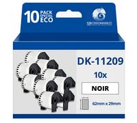 Pack de 10 Rouleaux d'étiquette compatible BROTHER DK-11209 petites étiquettes d'adresse 62mm x 29