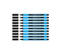 Schneider – Pack de 10 stylos à bille Slider Edge Kappenmodell, mine F, encre noire, corps bleu cyan