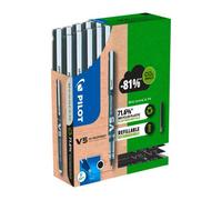 Pack de 10 stylos noirs Hi-Tecpoint V5 Pilot + 30 recharges dont 15 offertes