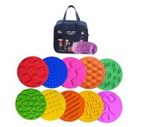 ＡＷＨＡＯ Pack de 10 Tapis Sensoriels, Coussinets Sensoriels, Tapis de Disque Sensoriel Texturé, Cercles Sensoriels pour Le Jeu, L'école Maternelle, L'activité, Sac Angleterre