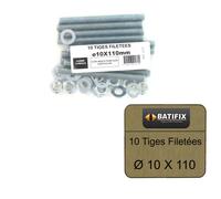 Pack de 10 Tiges Filetées M10 BATIFIX diamètre 10 x 110mm