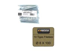 Pack de 10 Tiges Filetées M8 BATIFIX diamètre 8 x 100mm