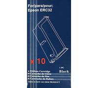 Pack de 10 x Rubans Thermiques/Cassettes Compatibles pour Epson ERC-32 / ERC32 Noir
