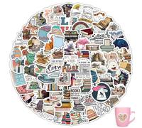Pack de 100 Autocollants Bookish Vintage de Lecture, en Vinyle Imperméables pour Bouteilles d'Eau, Scrapbooking, Journal Intime, Skateboard