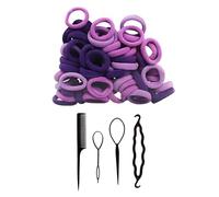 Pack De 100 Élastiques À Cheveux Violets Et 4 Bigoudis Noirs, Accessoires Pour Cheveux, Élastiques À Cheveux, Attaches Simples, Outils De Fixation De Cheveux