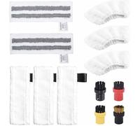 Pack de 12 Accessoires pour Nettoyeur Vapeur Kärcher Easyfix SC2 SC3 SC4 SC5, Set Chiffon Microfibre et Buse Sol Brosses Rondes