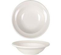 Pack de 12 assiettes rondes à manger, creuses et empilables HENRY, plat à fruits et dessert, pâtes et soupe en porcelaine beige - Dimension: 16 x 4 cm