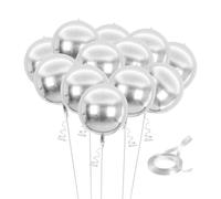 Pack De 12 Ballons Argentés Et 1 Rouleau De Ruban, Ballons en Aluminium, Ballons Simples Et À La Mode, Accessoires De Décoration De Fête