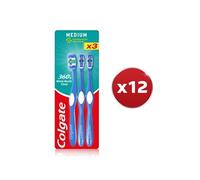 Pack de 12 - Brosse à dents 360 25% Plast Recy Medium Tripack
