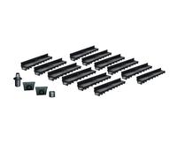 Pack de 12 : Caniveau Extérieur avec Grille à Fente en PP recyclé Classe A15 MEAPARK - Caniveaux pour Terrasse, Piscine, Jardin - Largeur Utile 10cm