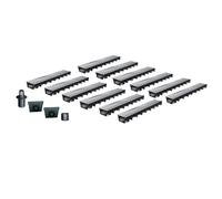 Pack de 12 : Caniveau Extérieur avec Grille en Acier galva A15 MEAPARK - Caniveaux pour Terrasse et Jardin - Largeur Utile 10cm Passage piéton
