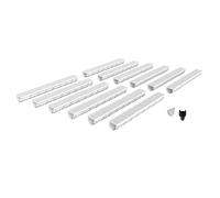 Pack de 12 Caniveaux Extérieurs MEA DECOLINE - Grille en Plastique Recyclé Gris - Drainage Terrasse, Piscine, Jardin - Classe A15 Piéton - Largeur utile 10 cm