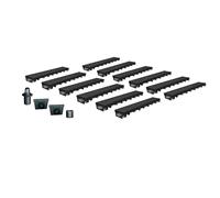 Pack de 12 Caniveaux Extérieurs MEAPARK - Grille Passerelle en Polyamide - Drainage Terrasse, Piscine, Jardin - Classe B125 Véhicule léger - Largeur utile 10 cm