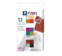 Pack de 12 couleurs assorties FIMO® en argile à modeler effet cuir (four-four)