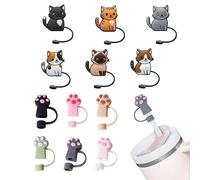 Pack De 12 Couvertures De Paille Pour Chat, Capuchons De Paille Mignons, Bouchons De Paille Anti-Poussière, Capuchons De Paille En Silicone, Décorations De Paille, Accessoires De Paille