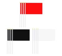 Pack De 12 Drapeaux À Main Vierges, Drapeaux À Main avec Poteaux, Mini Drapeaux À Main, Drapeaux Peints Vierges, Drapeaux pour La Peinture, Matériaux pour Drapeaux À Main DIY