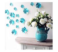 Pack de 12 fleurs 3D chics adhésives MIROIR BLEU