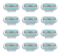 Pack de 12 Recharges De Lames Pour Femme Compatible avec Venus 3 Lames rasoir en Acier Inoxydable avec Bande Lubrifiante
