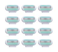 Pack de 12 Recharges De Lames Pour Femme Compatible avec Venus, 3 Lames rasoir en Acier Inoxydable avec Bande Lubrifiante, Remplacement pour Rasoirs Venus, Rasage Précis et Doux