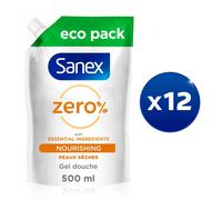 Pack De 12 - Sanex Eco Recharges Gel Douche Essentiel Peau Sèche 500ml