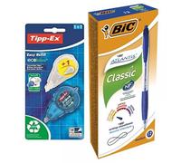 Pack De 12 Stylos Bille Bleu Atlantis + Ruban Correcteur Bic