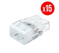 Pack de 15 bornes de connexion rapide à levier WAGO 2 entrées fil rigide - S2273