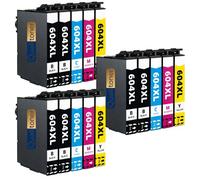 Pack de 15 Cartouches compatible pour Epson 604XL Noir et Couleurs Qualitoner