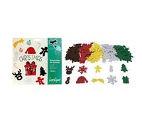 Gommettes en Feutrine Adhésives - Sodertex - Thème Noël - 150 Pièces - 2 Tailles - 5 Couleurs