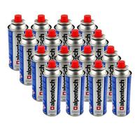 ALPENTECH - Pack de 16 Cartouches Gaz Butane 250 g - Clipsables Anti-Fuite (TUV/UN2037) - Usages : Réchaud, Camping, Chalumeau, Lanterne et Désherbage.