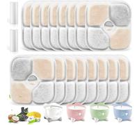 Pack de 16 Filtres de Fontaine pour Animaux de Compagnie + 2 Tuyaux Flexibles (En Boîte) - Filtres à Triple Système de Filtration avec Résine et Charbon Actif, Compatible avec Fontaines à Eau pour Cha