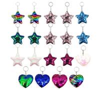 Pack De 19 Pendentifs À Paillettes Scintillantes, Porte-Clés Étoile Et Amour, Pendentifs À Paillettes Inversées, Porte-Clés Colorés, Accessoires Vestimentaires Et Accessoires