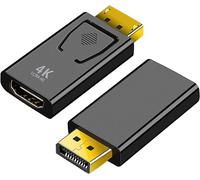 Pack de 2 Adaptateur DisplayPort vers HDMI 4K,Convertisseur DP Mâle vers HDMI Femelle,Compatible 4K@30Hz pour Ordinateur de Bureau,PC,Moniteur,HDTV,Haute Définition et Transmission Stable