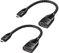 Pack de 2 adaptateurs Micro HDMI vers HDMI (Micro HDMI Adapter) 8K/4K 120Hz en Noir,12,7 centimètres avec Support HDR pour Raspberry Pi Zero et Autres