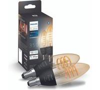 Philips Ampoule Hue White Ambiance E14 flamme filament Bluetooth Pack de 2 Alexa/Google/HomeKit