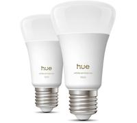 Philips Hue Ampoule connectée LED A60, White Ambiance, Ampoule Philips Hue E27, 8,1 W, Spectre complet 1000-2000 K, 1100 lm, Intensité variable, Compatible avec Alexa, Google et Apple Home, pack de 2