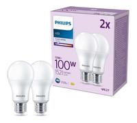 Philips pack de 2 ampoules LED E27, 100W, 4000K, blanc froid