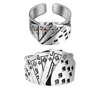 Pack De 2 Anneaux De Cartes À Jouer, Décoration D'Anneau Personnalisée, Unisexe, Anneau en Métal Réglable Ouvert, Anneau De Style Gothique