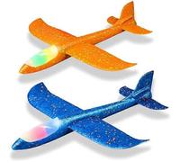 Pack de 2 avions lumineux à LED, grand planeur en mousse de 19 pouces, 2 modèles d'avion