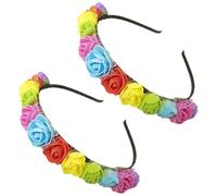Pack De 2 Bandeaux De Fleurs Arc-En-Ciel, Bandeaux De Fleurs Pour Femmes, Bandeaux De Vacances, Fournitures De Fête De Fierté, Bandeaux De Fleurs Arc-En-Ciel