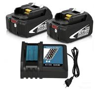 Pack de 2 Batteries 10.0Ah de Rechange pour Makita Batterie 18V BL1860B + Chargeur DC18RC Compatible Outils sans Fil LXT DHP485 DTD154 DHS68-Haute Autonomie pour Chantier/Jardin