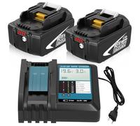 Pack de 2 Batteries de Rechange pour Makita Batterie 18V 5.5Ah BL1860B + Chargeur à écran LCD DC18RF Compatible Outils sans Fil LXT DHP485 DTD154 DHS68