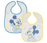 Pack de 2 Bavoirs pour Bébé avec Fermeture à scratch avec Motif Mickey Mickey Mouse Bleu Bleu