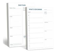 Pack de 2 Bloc-notes Magnétiques, Que Fait-on pour le Dîner ? & Plan Quotidien, Bloc-notes de Planification Hebdomadaire de Repas et Liste de Courses à Détacher, Menu Familial pour Réfrigérateur