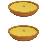 Pack de 2 Bougies de 10cm Senteur Citronnelle Jaune en Pot Terre Cuite pour Jardin Terrasse Balcon Ambiance Fraîche et Citonnée