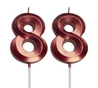 Pack De 2 Bougies Numéro 8, Bougies À Gâteau, Décorations De Gâteaux, Bougies D'Anniversaire Rouges, Décoration De Gâteau, Bougies Numérotées Créatives