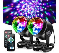 Pack De 2 Boules Disco LED 6W Avec 7 Couleurs, Télécommande, Activation Sonore, Effet Stroboscopique, Idéal Pour Fêtes, Bars, Clubs, Festivals, Mariages Et Maison.