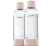 Mysoda : bouteille plastique sans BPA | pour la machine à eau gazeuse Mysoda - avec système Quick-Lock, détails en composite de bois, 2 x 1 L - Rose