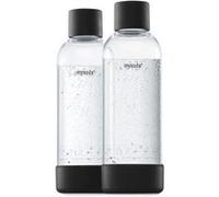 Mysoda Bouteilles de gazéification en PET 2 x 1 L – Sans BPA, fermeture rapide, biocomposite Noir